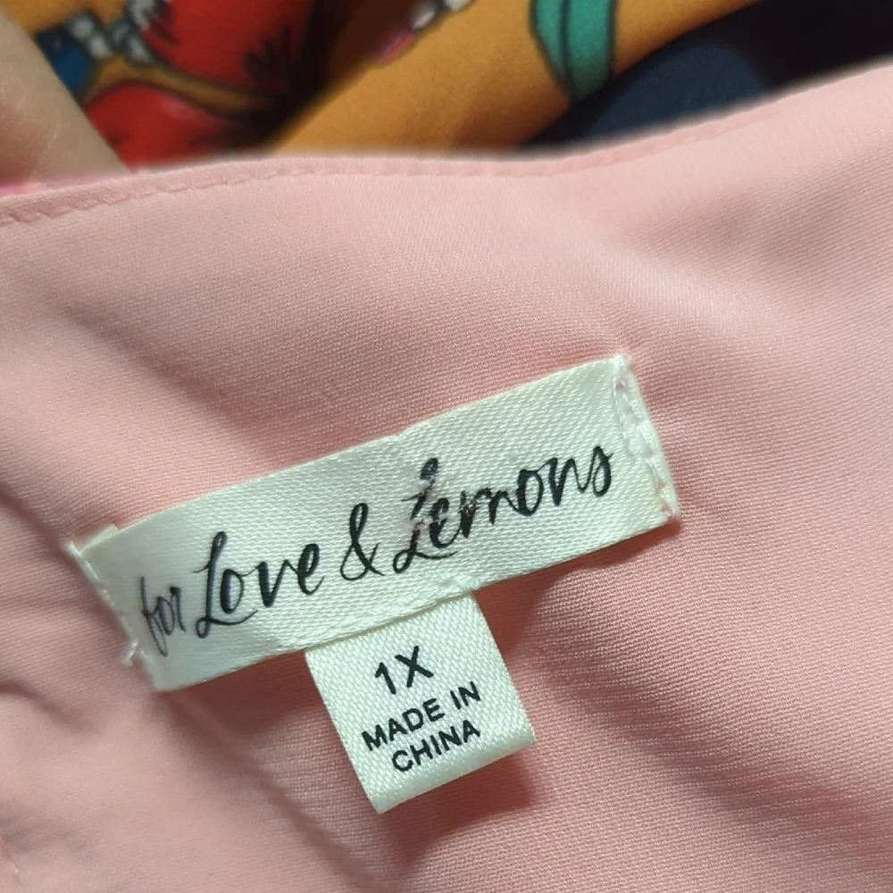 For Love & Lemon Floral One Shoulder Mini Dress Pink 1X party cocktail 80s 90s - Picture 9 of 11